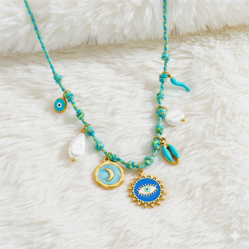 18k Gold Plated Devil Eye Pendant Necklace